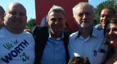 General secretary Dave Prentis attends the Burston rally with MP Jeremy Corbyn