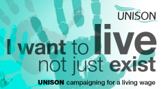 UNISON campaigning for a living wage graphic