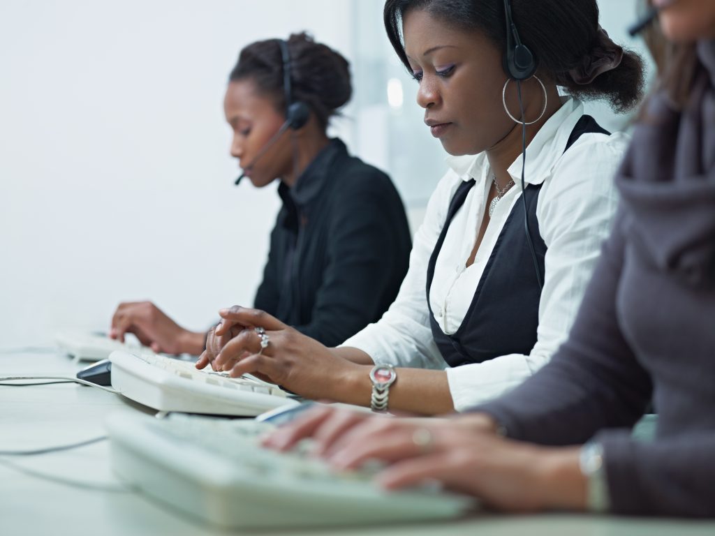 Women working in a call centre