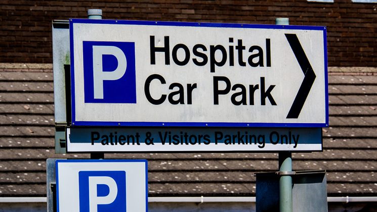 Signs for a hospital car park