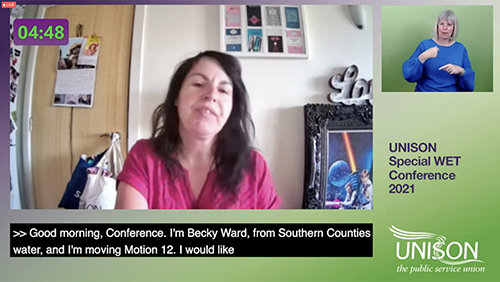 Becky Ward addressing virtual WET conference
