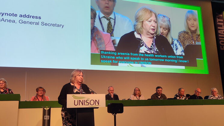 Christina McAnea addressing UNISON's 2022 health conference