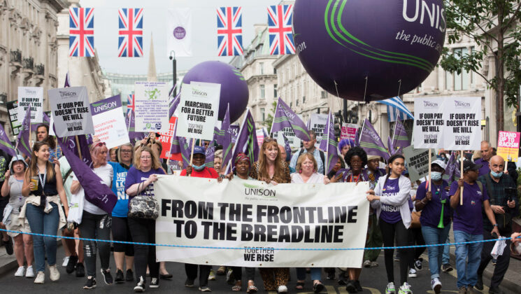 18 June 2022, front of the UNISON march with Angela Rayner and Christina McAnea