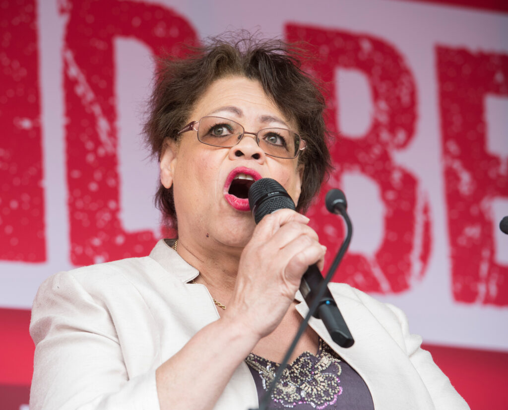 Gloria Mills speaking at the TUC Demand Better Rally