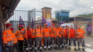 Harlow refuse workers outside their workplace