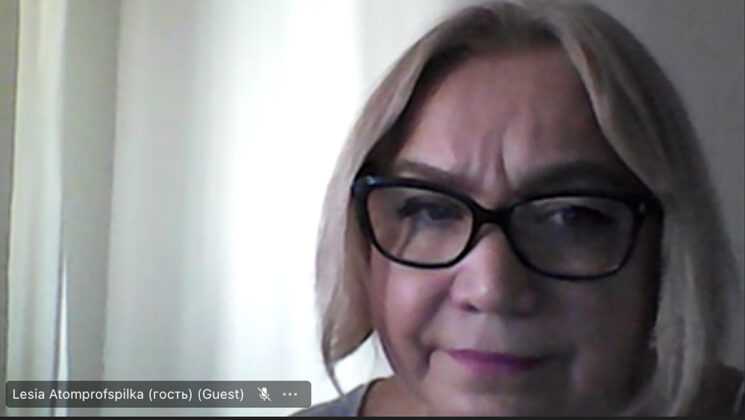 screen grab of Lesia Semeniaka addressing the UNISON NEC