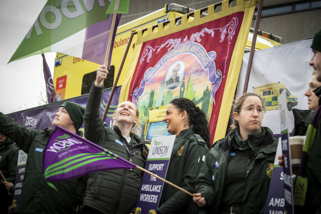 UNISON Ambulance workers on a picket line, 21st December 2022