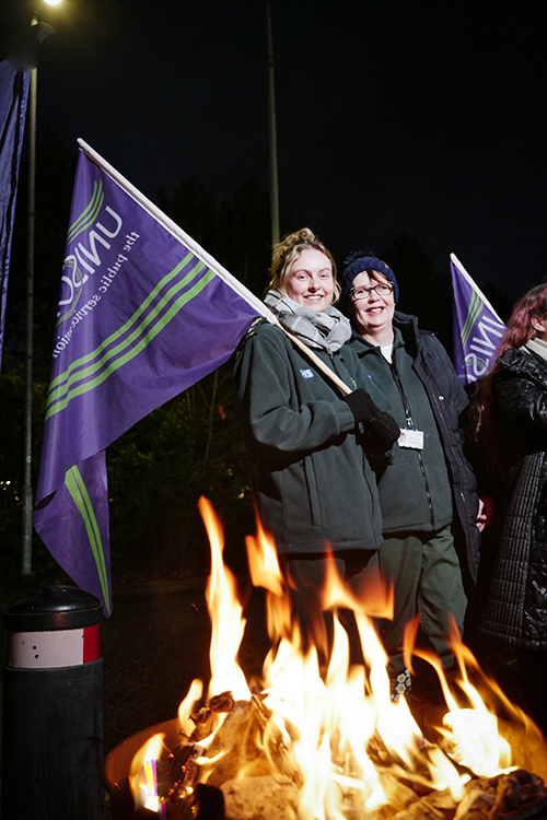 Unison ambulance workers strike in South Yorkshire Wakefield picket. Monday 23rd January 2023.