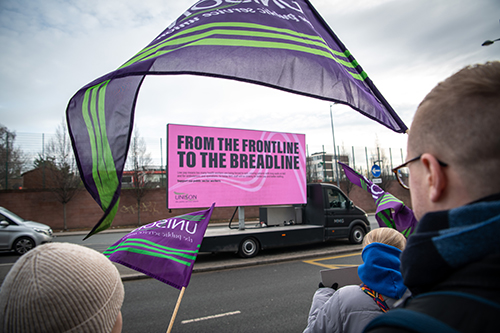 Unison members out on strike at Liverpool Royal Hospital Liverpool, UK. Photo©Steve Forrest/Workers’ Photos
