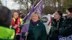 Unison General Secretary, Christina McAnea, visits picket lines at Ambulance stations across Yorkshire, in support of striking Ambulance and support crews. Photo shows the Longley Ambulance Station, Sheffield.