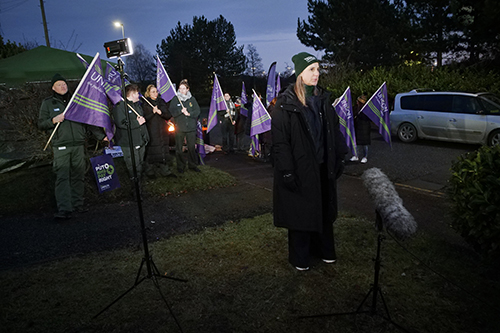 Unison ambulance workers strike in South Yorkshire Wakefield picket. Monday 23rd January 2023. with Sara Gorton