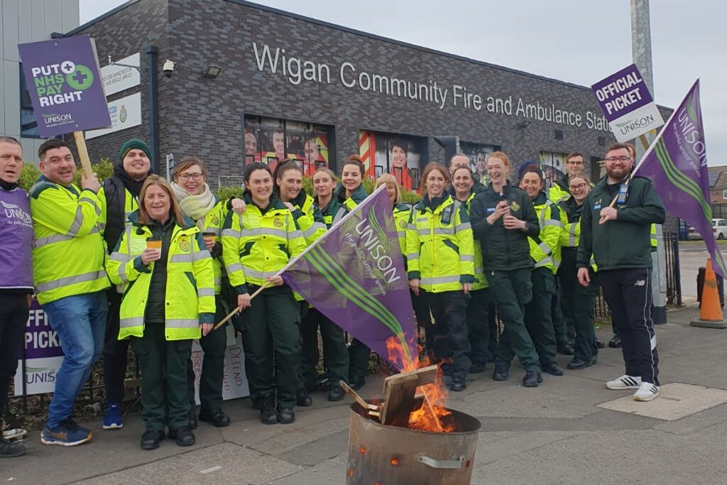 Ambulance strikers in Wigan - 10 Feb