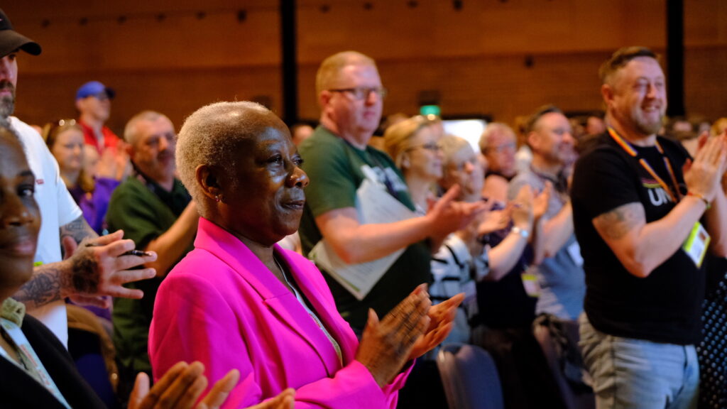 Striking health branches receive a standing ovation from delegates at annual health conference Bournemouth