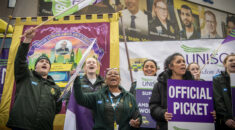 UNISON members in the London Ambulance Service on the picket line