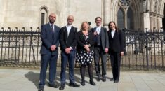 Christina McAnea and UNISON legal team stand outside the Royal Courts of Justice