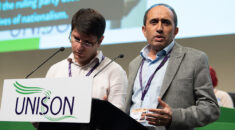 Mehmet Bozgeyik speaking at UNISON local government conference