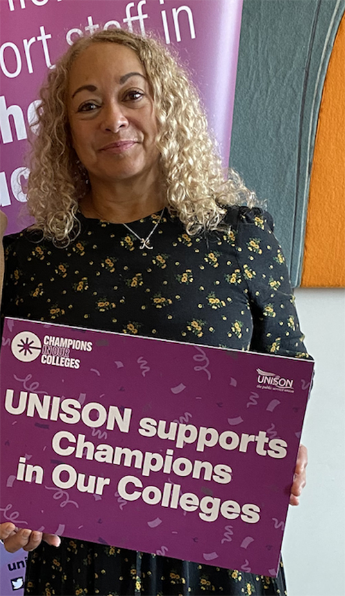 Labour MP Kim Johnson showing support for Champions in Our Colleges