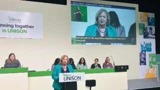 Christina McAnea addressing UNISON's women's conference